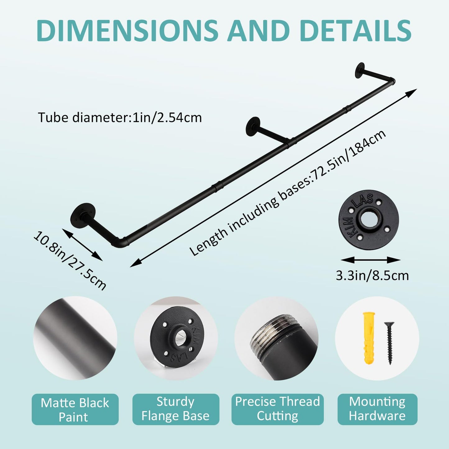 Longzhuo Hanging Planters for Indoor Plants, Metal Wall Mount Hanging Rod, Window Shelf Holder for Ceiling, Black