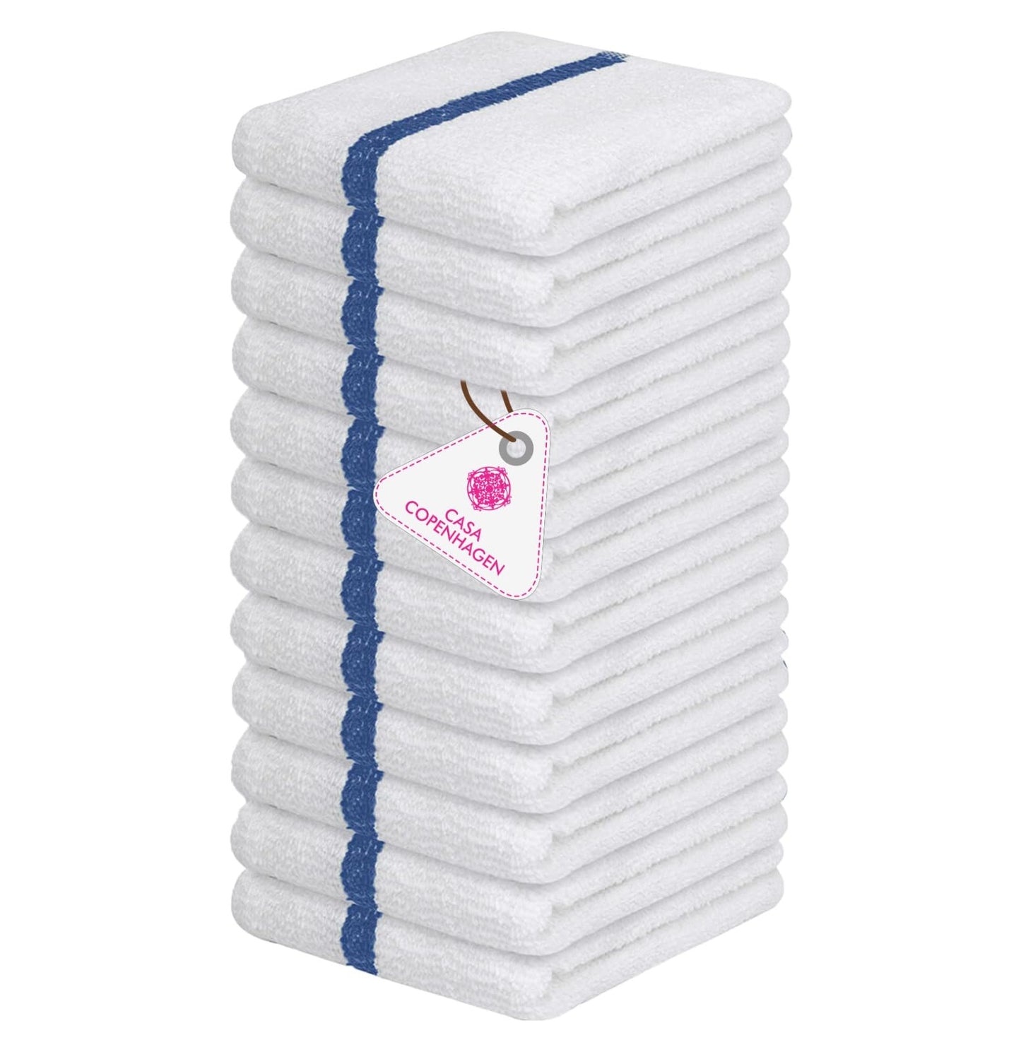 Casa Copenhagen bar Mop Towel 12Pcs 100% Egyptian Cotton Towels - Classic, 38 x 48 cm, Highly Absorbent & Durable Towels, Multipurpose Kitchen Towels for Home, Bar, Restaurant, Cleaning