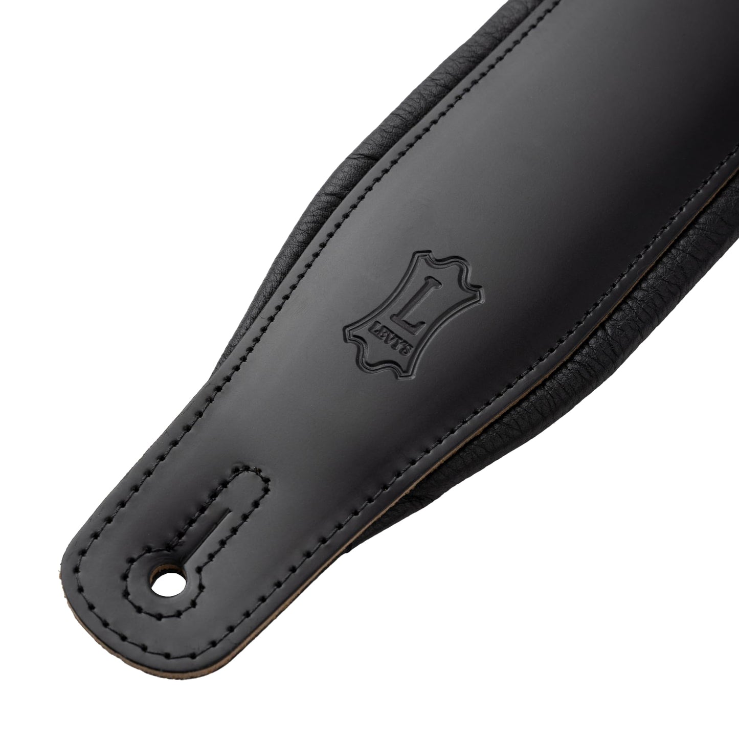 Levy's Leathers 3" Wide Leather Guitar Strap with Foam Padding and Garment Leather Backing; Black (M26PD-BLK), 37" to 51"