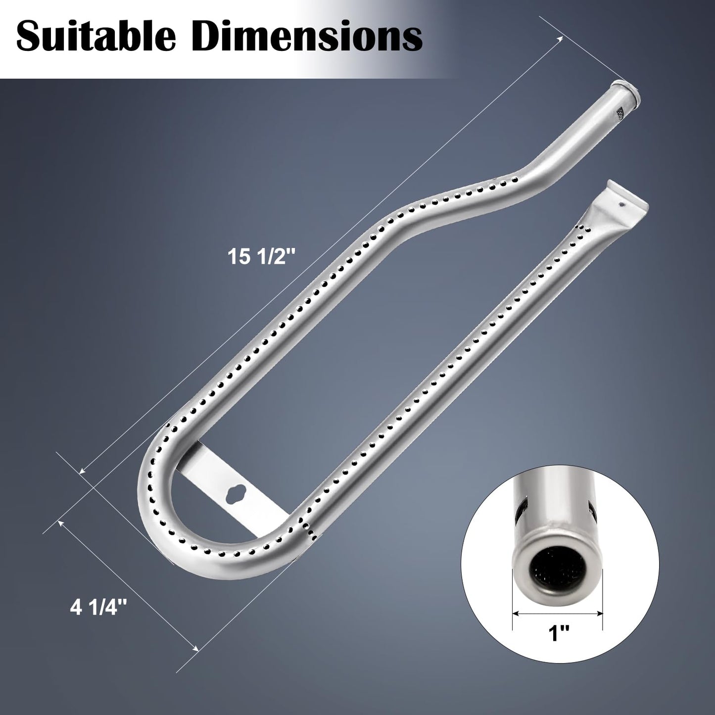 Hiorucet Burner Tube Replacement for Cuisinart and Centro BBQ Parts, Cuisinart G52505 G53505 G52506 G53503 G52503 G53501 G61801 G61803, Centro G61701 G50212, Stainless Steel Barbeque Burners 3 Pack.