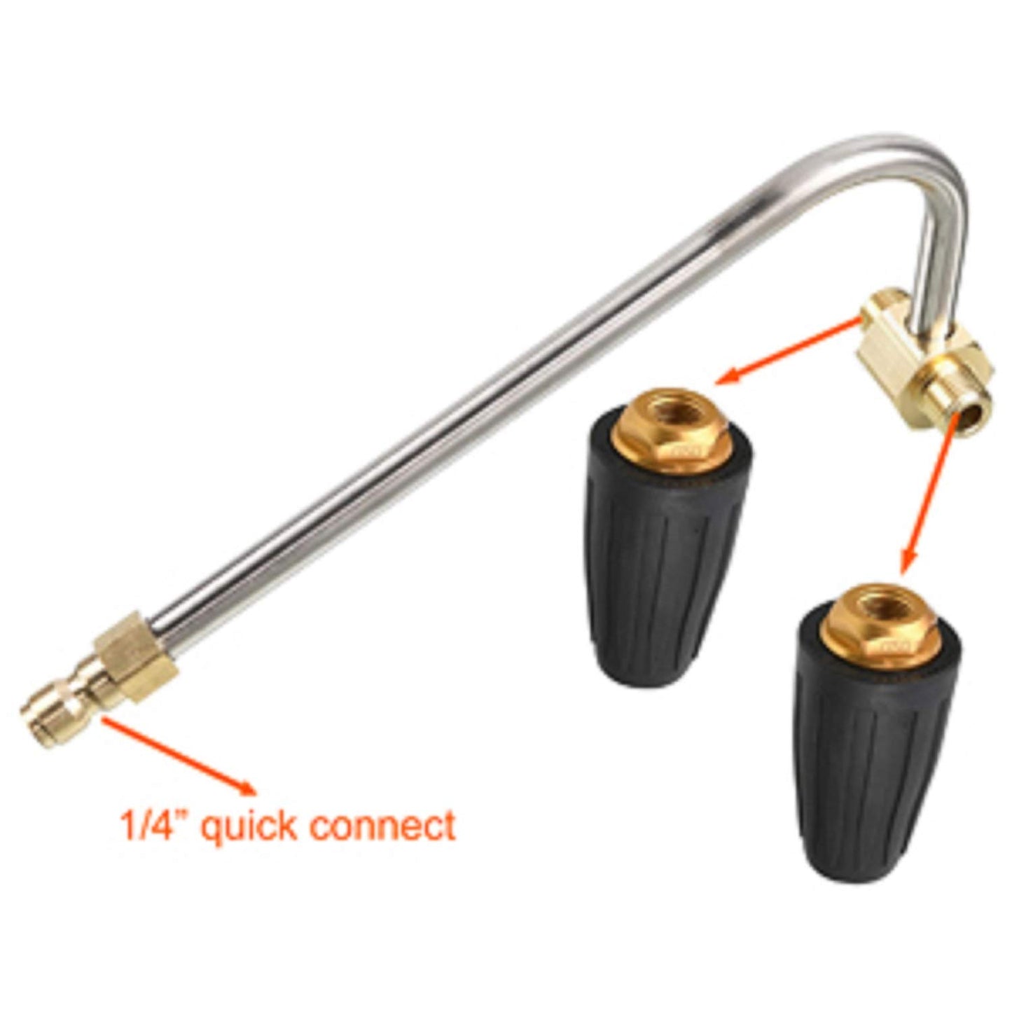 RIDGE WASHER Gutter Cleaner Attachment for Pressure Washer, with 2 Rotary Turbo Nozzle, 1/4 Inch Quick Disconnect, 3600 PSI