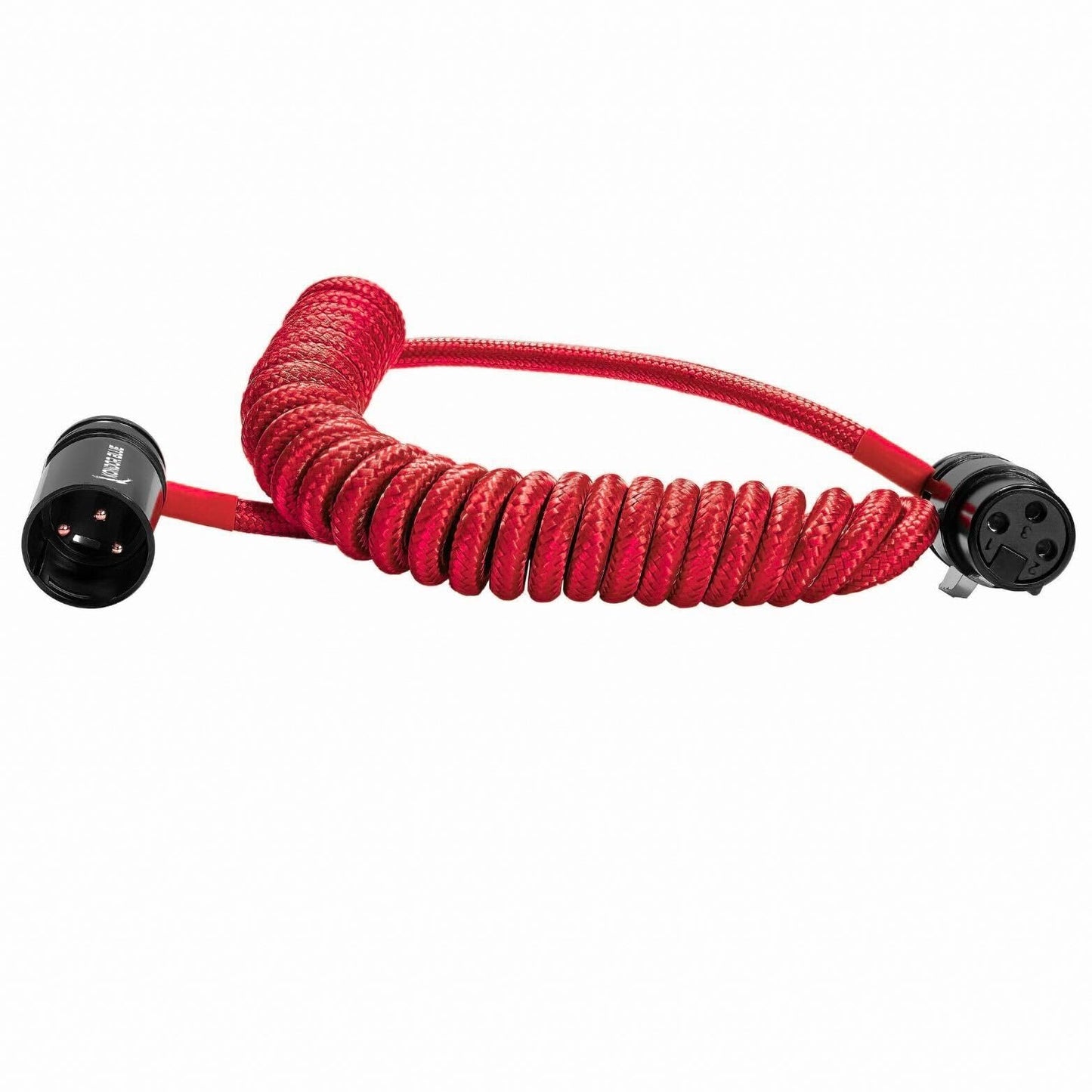 KONDOR BLUE | 12" to 24" Coiled Low Profile Braided XLR Cable | for Cameras, Microphones, Studio Audio | Red