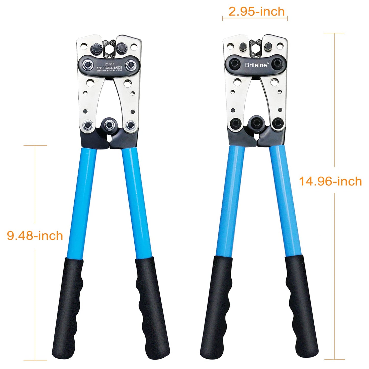 Brileine Battery Cable Crimping Tool 10-1 AWG with Heat Shrink Tubing Kit, 8 Sizes 60Pcs Copper Ring Terminals Battery Terminal Crimper Set for Heavy Duty Wire Lugs, Battery Cable Lug Crimping Tool