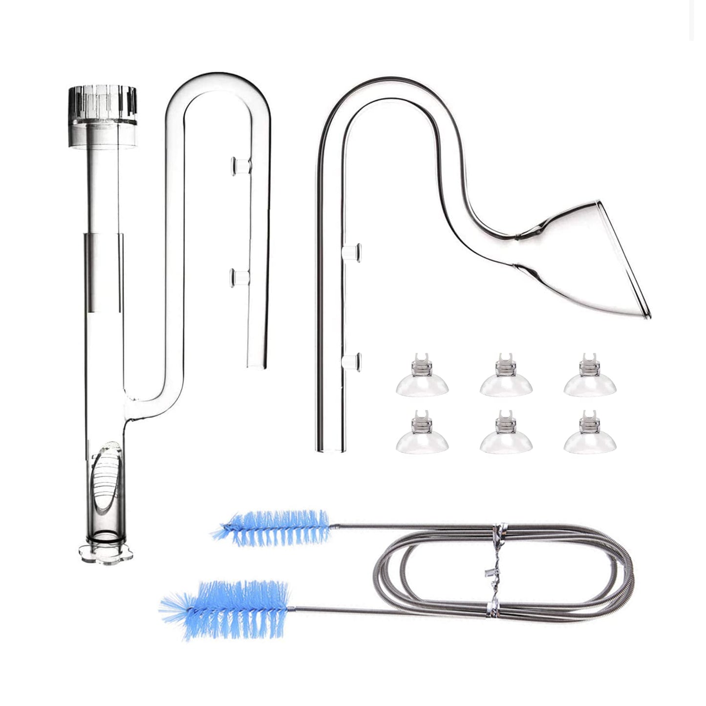 FZONE Aquatic Glass Lily Pipe Set with Lily Skimmer Inflow and Lily Outflow for Aquarium Filter 1/2''(12/16mm) Tubing