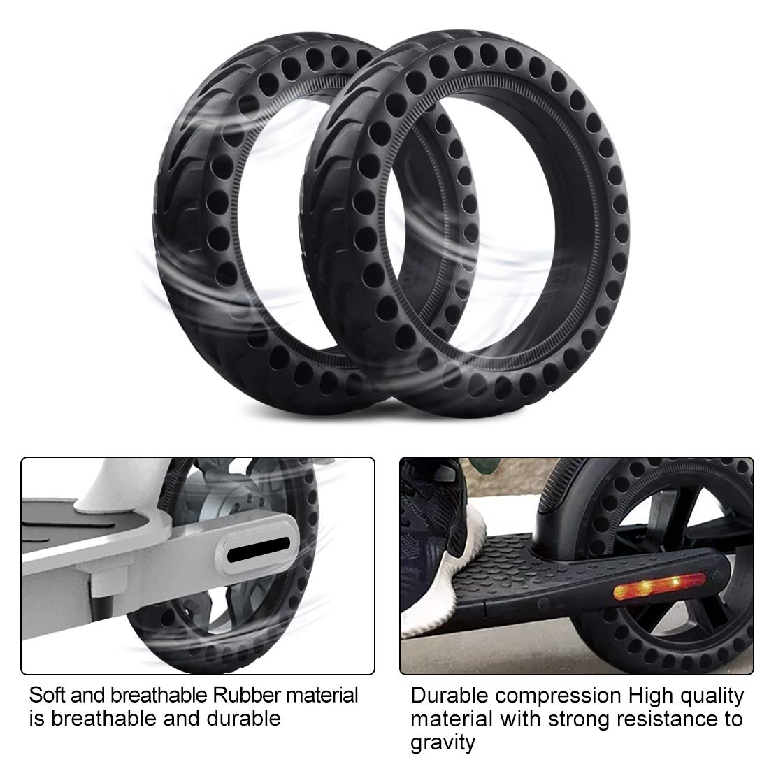 8.5 Inch Solid Tire Tyre for Xiaomi mijia M365, Front/Rear Rubber Tire Wheel Replacement for Electric Scooter 8 1/2x2 Anti-slip (2)