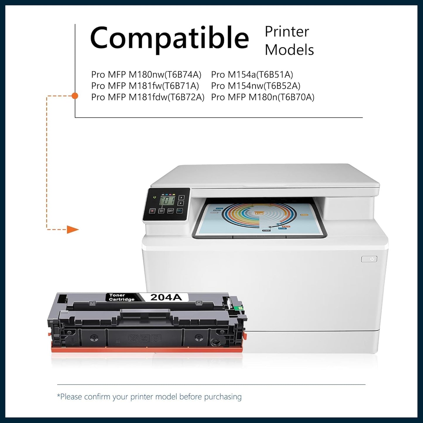 204A Toner Cartridge 4 Pack [with Chip] Replacement for HP 204A CF510A CF511A CF512A CF513A Toner Pro MFP M180nw M180n M181fdw M181fw M154a M154nw Printer Ink (Black, Cyan, Yellow, Magenta)