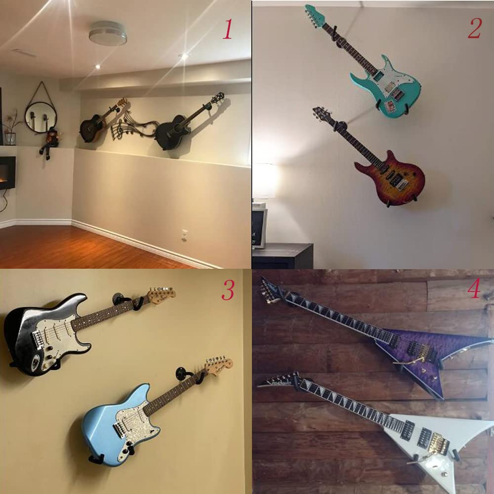 Guitar Wall Mount Hanger Horizontal,Electric Guitar Wall Mount Display Ukulele Slatwall Hawaiian Guitar Holder Bass Stand Rack Hook with Screws,2 Pack