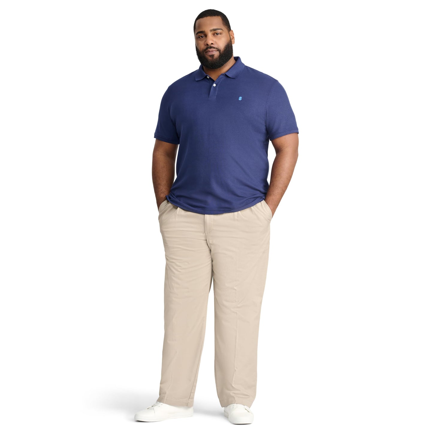 Izod Men's Advantage Performance Short Sleeve Polo Shirt, Peacoat, XX-Large Big