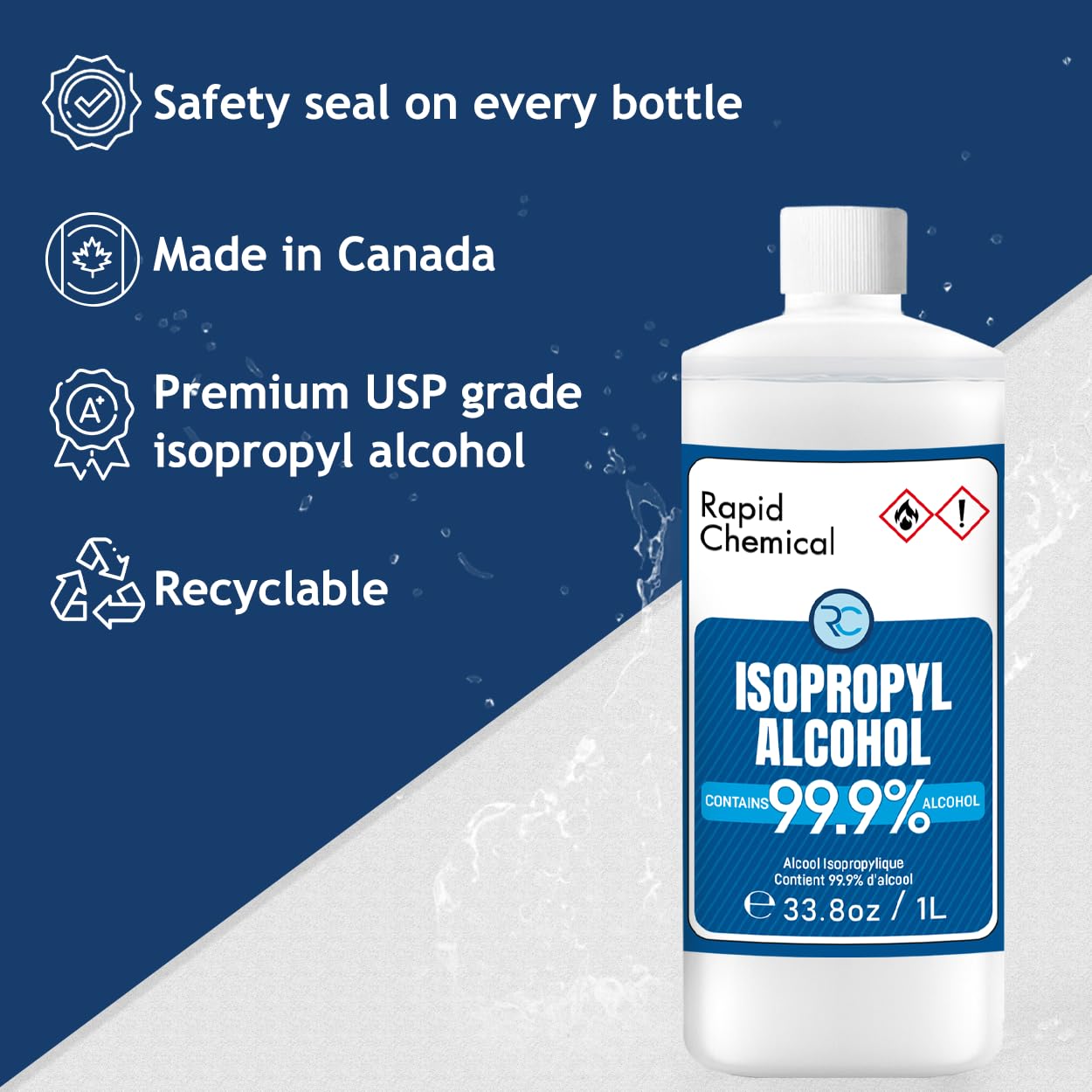 99% Isopropyl Alcohol - Made in Canada - 1L x 4 Pack USP Grade Isopropyl Rubbing Alcohol - Equivalent to 4 Litre Isopropyl Alcohol 99 Percent - Bottle 99.9% Alcohol (1 Litre x 4 Pack)