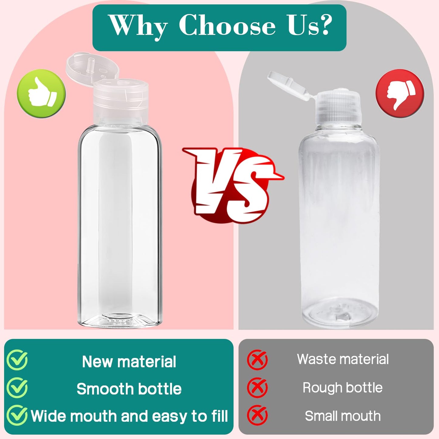 100pcs Empty 3.4 oz Travel Bottles with Flip Cap Tsa Approved Leakproof Plastic Squeeze Small Shampoo Bottles for Toiletries Liquids Travel Essentials Containers for Lotion, Party favors, Bulk Gifting