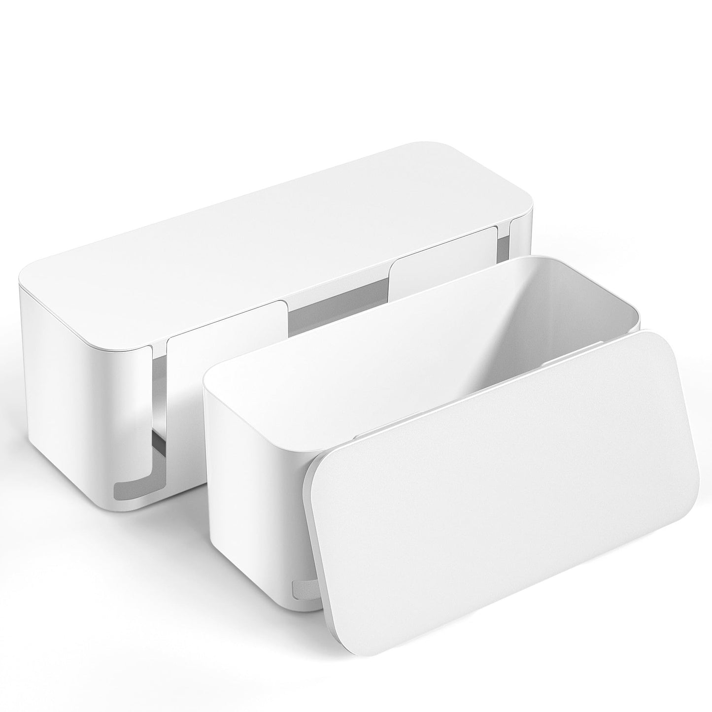 Yecaye Cable Management Box, 2 Pack Cable Organizer Box, Cord Management, Cord Hider to Hide Surge Protector Cover on Desk or Floor, Large, White