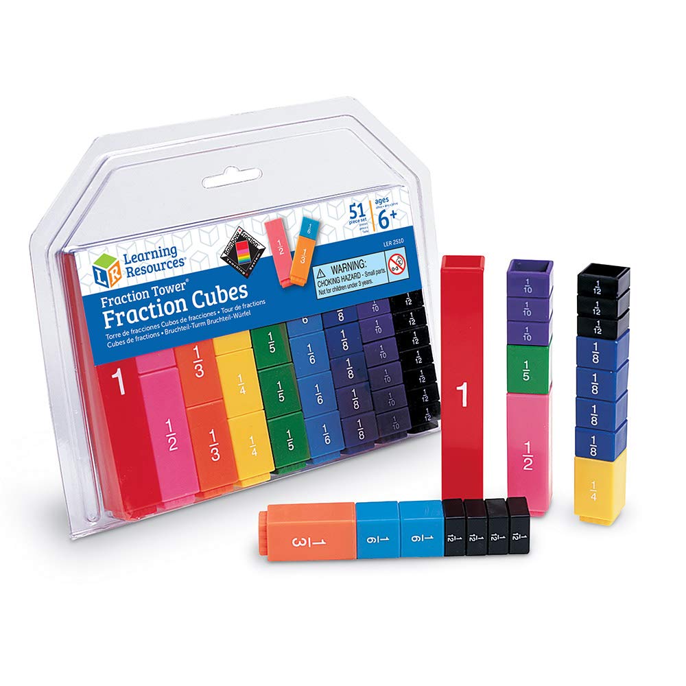 Learning Resources LER2510 Fraction Tower Fraction Cubes, 51 Pieces