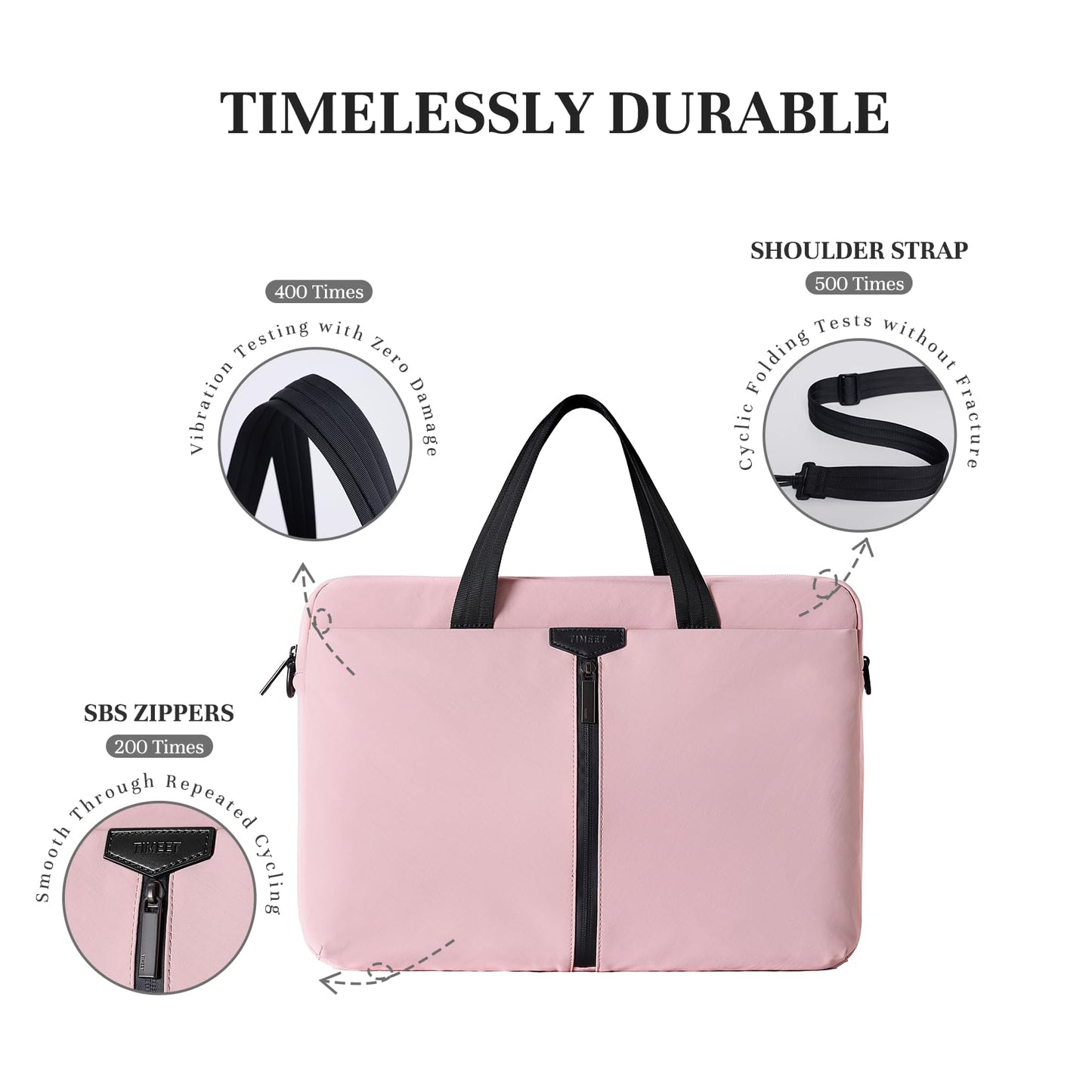 Timeet 17.3 Inch Laptop Bag for Men Women, Lightweight Computer Bag Laptop Briefcase with Shoulder Strap, Water-Resistant Laptop Shoulder Bag Work Bag Business Travel Office, Dusty Pink