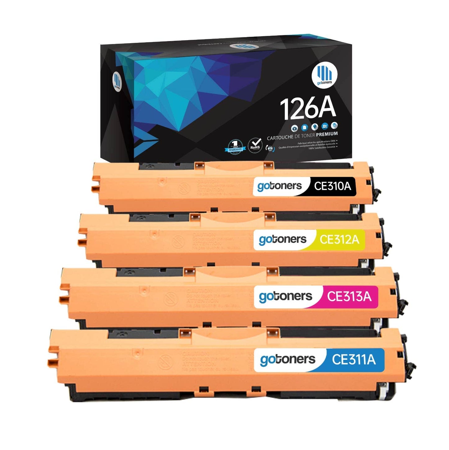 Gotoners 4PK Compatible Replacement Toner Cartridge CE310A CE311A CE312A CE313A for HP 126A CF341A LaserJet Pro CP1025NW CP1025 M275, HP LaserJet Pro 100 Color MFP M175NW M175A