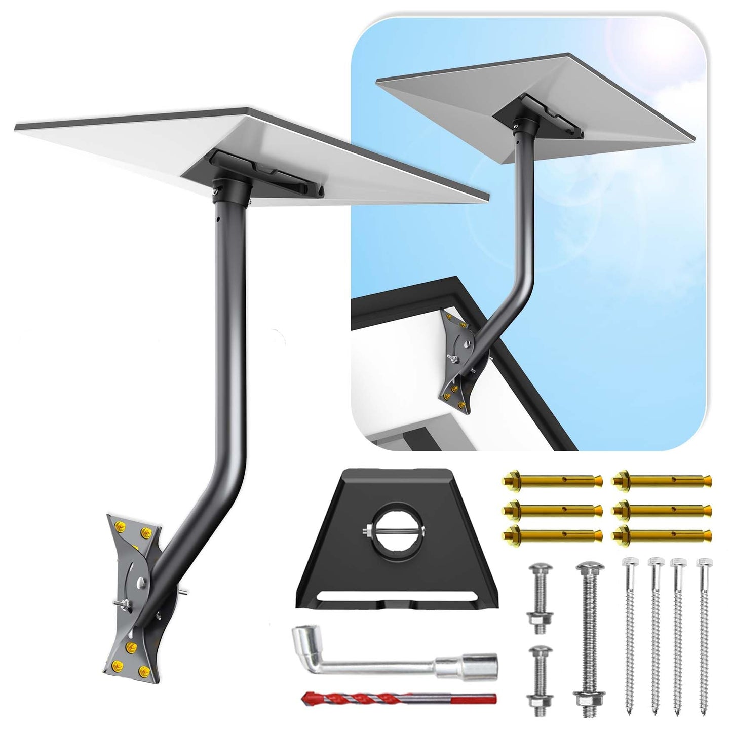Gen 3 Mount for Starlink, Adjustable Wall /Roof Mounting Kit Compatible with V3 Starlink Standard Dish【Include Aluminum Gen 3 Pipe Adapter】