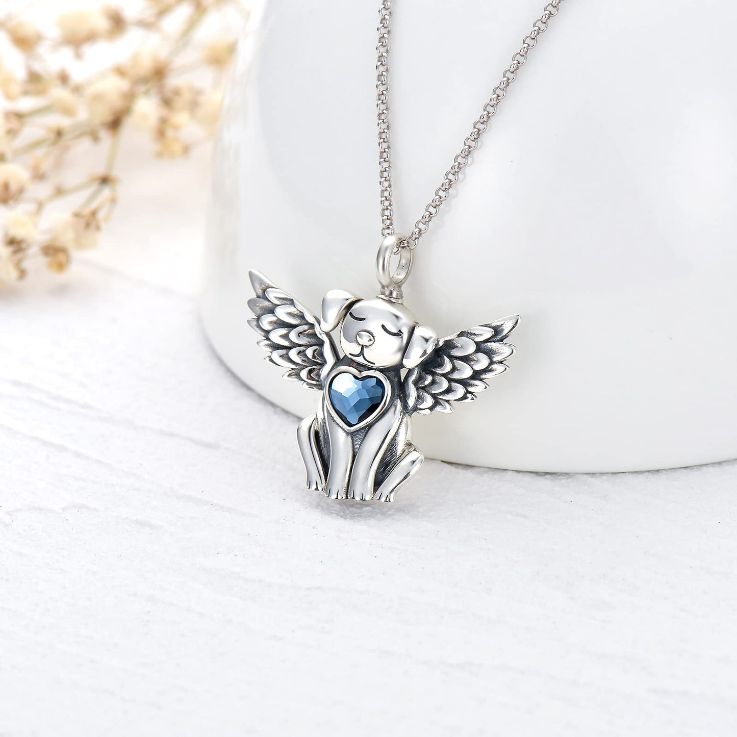 Dog Urn Necklace for Ashes 925 Sterling Silver Pet Cremation Keepsake Memorial Necklace Jewelry Gift for Women