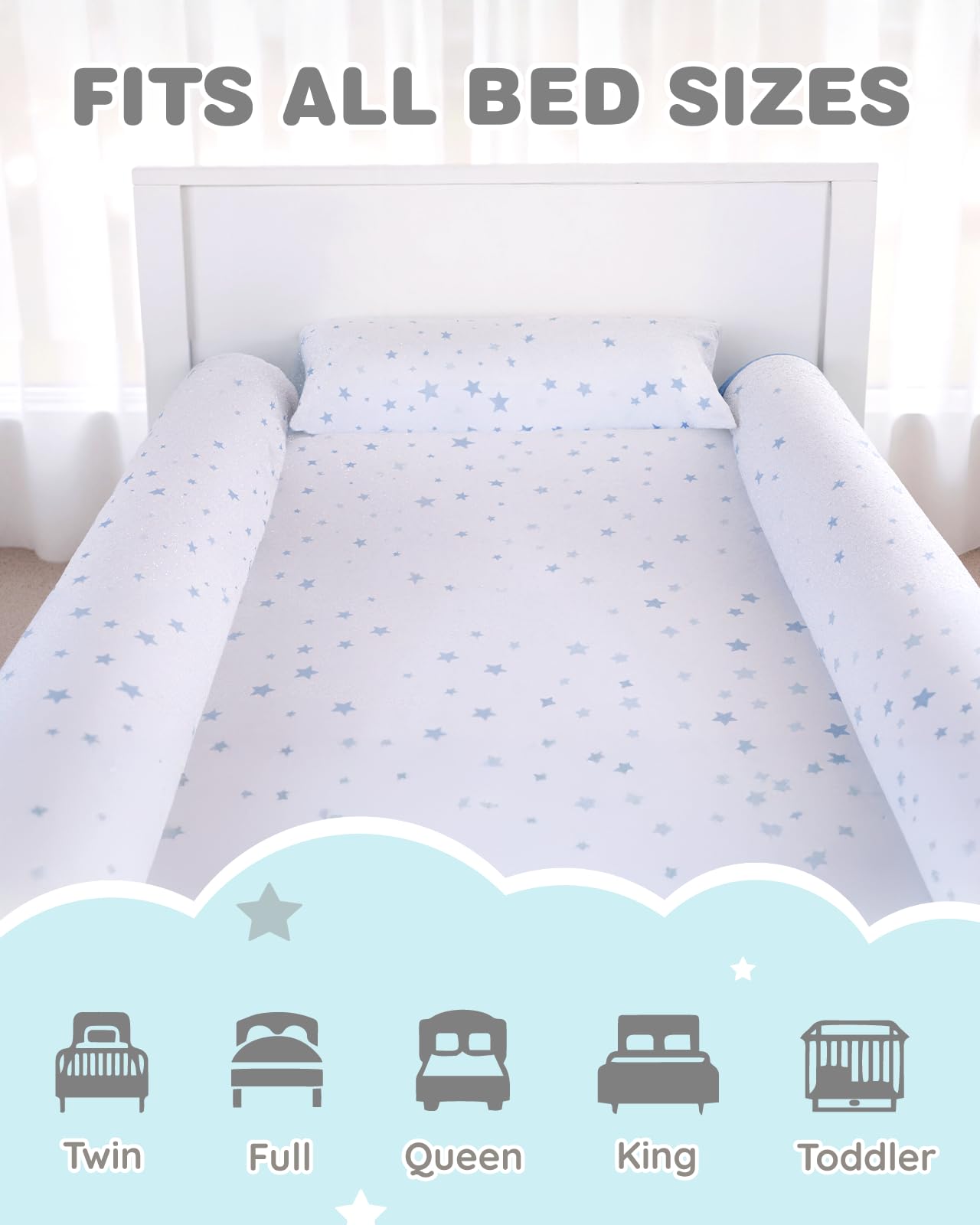 Lilian&Gema 2 Pack Inflatable Bed Rails for Toddlers, Travel Bed Bumper, Portable Toddler Bed Rail for Twin, Full, Queen, King Size Beds, Baby Bed Rail Guard with Non-Slip Flocking for Travel, Home