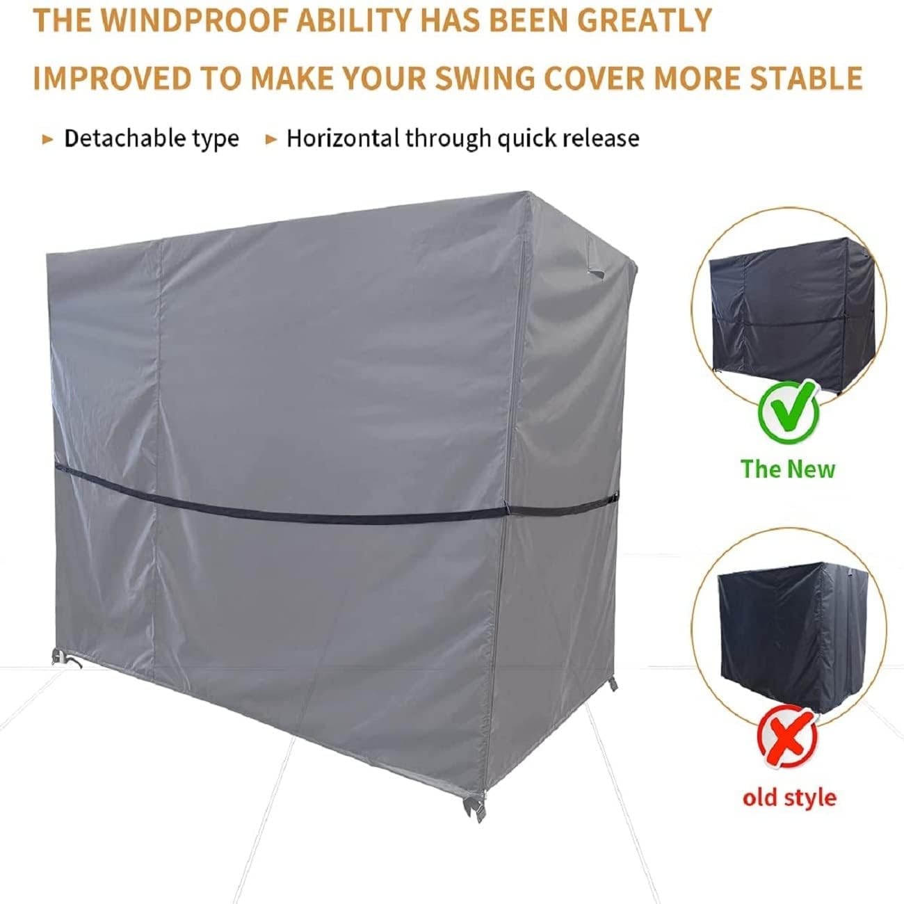 Patio Swing Cove,3 Triple Seater Hammock Cover Garden Swing Cover Garden Hammock Glider Chair Cover Outdoor Swing Cover UV Resistant Swing Canopy Cover(87L x 60 D x 72 H inch)