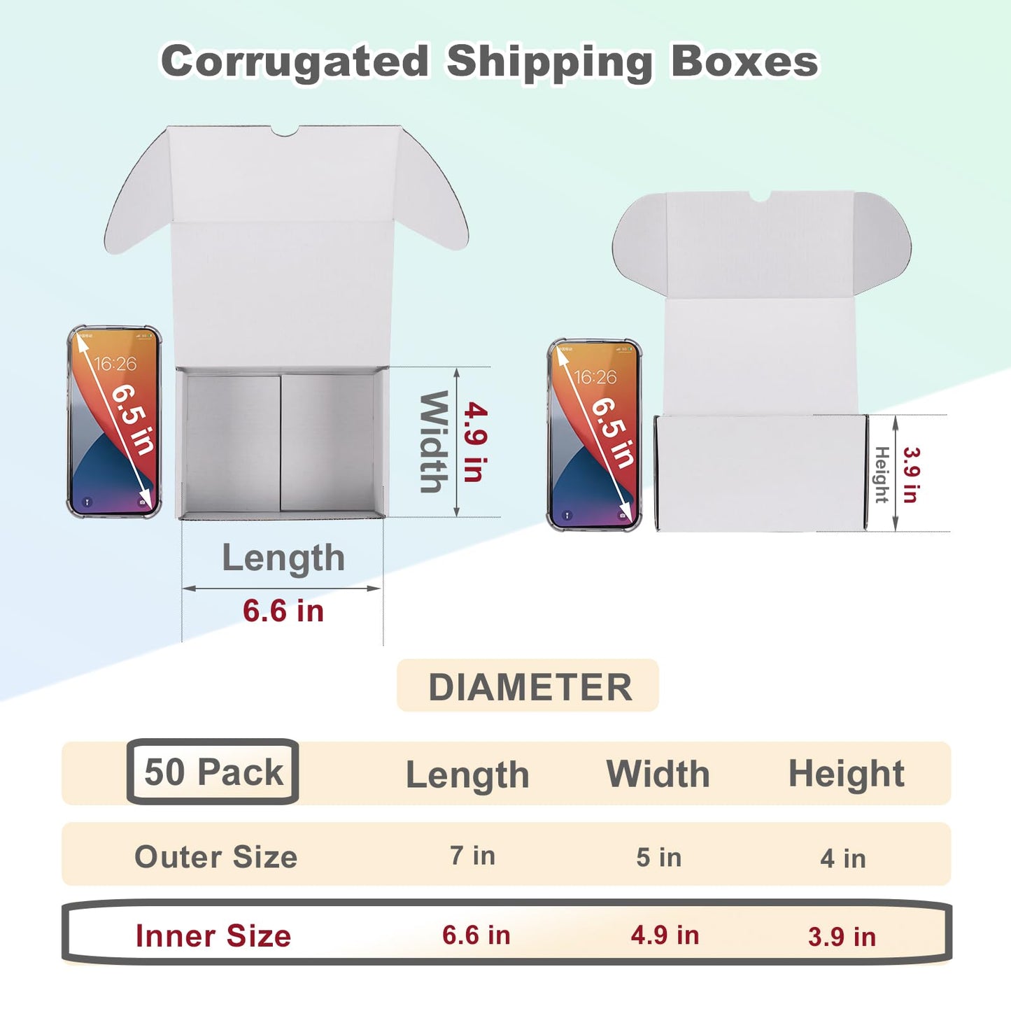 MEBRUDY 7x5x4 Inches Shipping Boxes Pack of 50, White