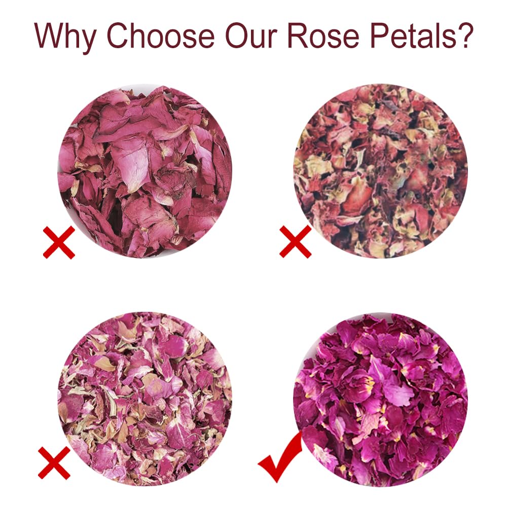 TEARELAE - Dried Rose Petals - 1.3oz/37g - Top-Grade Pure Natural Edible Rose Flowers - Use for Tisanes, Baking, Candle Making, Soap Making and Handicraft
