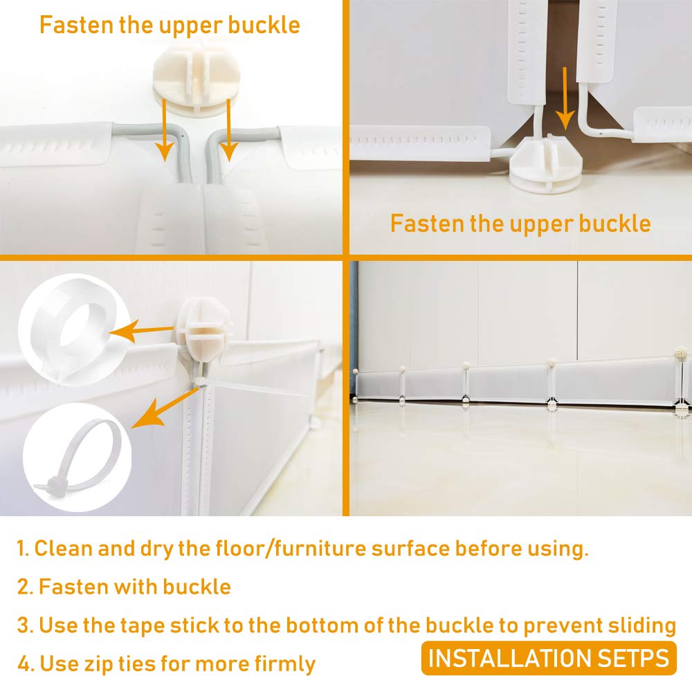 QIYIHOME Under Bed Blocker for Pets, Gap Bumper, Keeps Dirt and Dust Away, Easy to Install, Total 11.8" Height 83" Length, White