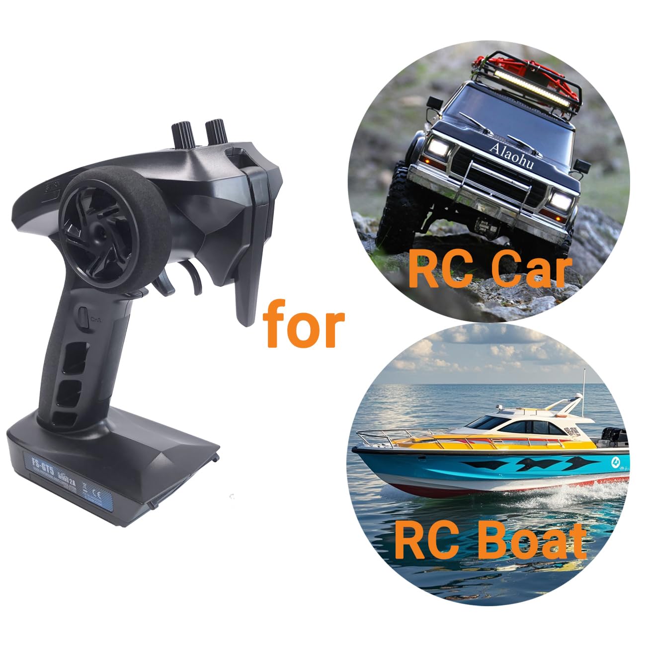 Alaohu Flysky FS-GT5 6 Channels RC Transmitter and FS-BS6 Gyro Receiver 2.4GHz AFHDS 2A Radio Control System for RC Car Boat