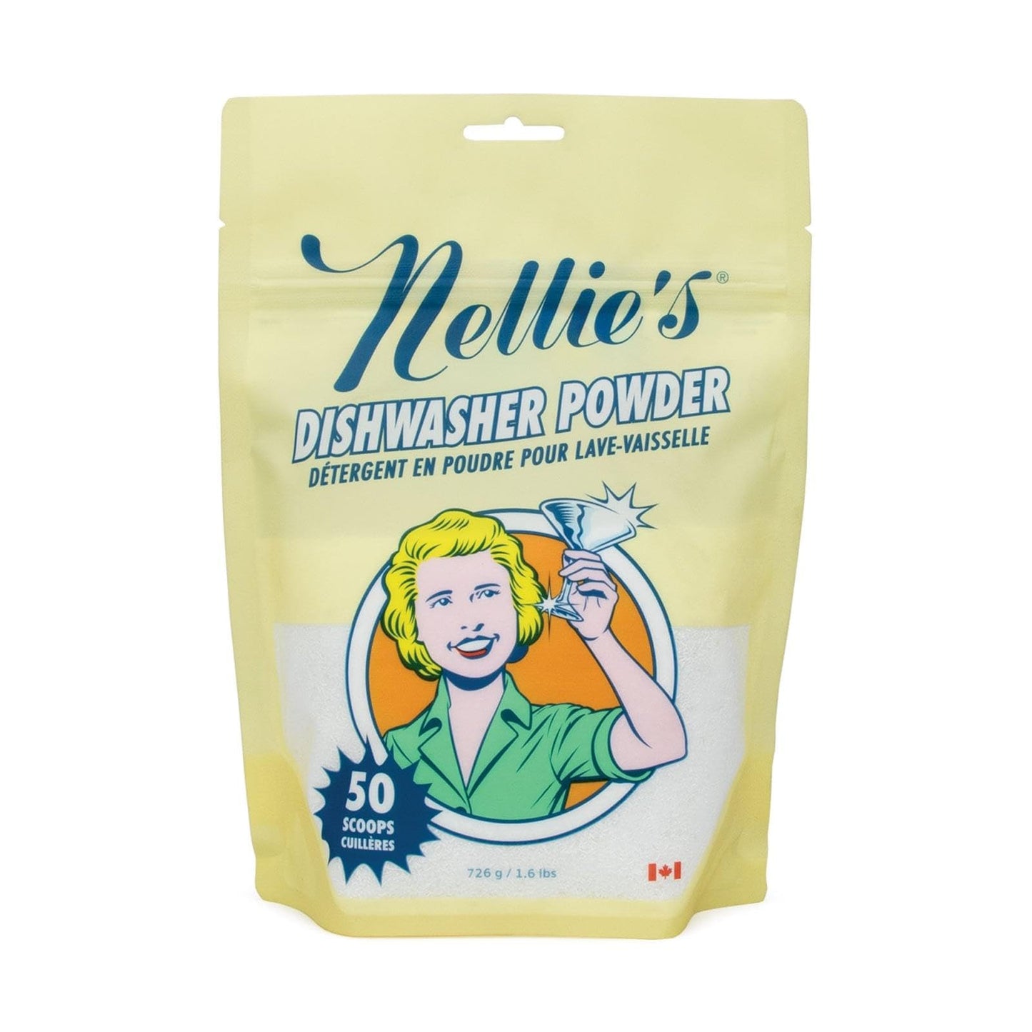Nellie's Dishwasher Powder Bundle - 50 Scoops (Pouch) & 100 Scoops (Tin) - Powerful Grease-Busting Formula for Spotless, Shiny Dishes Every Time - Made in Canada