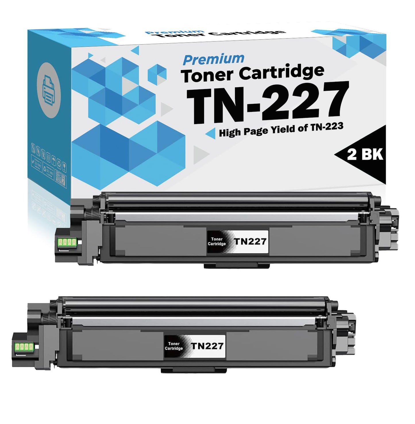 Ultra Toner® tn227 Compatible Replacement for Brother TN227 Toner Cartridge High Yield TN-223 TN-227 tn223 HL-L3210CW HL-L3230CDW HL-L3270CDW HL-L3290CDW MFC-L3770CDW MFC-L3750CDW 3710CW (2 Black)