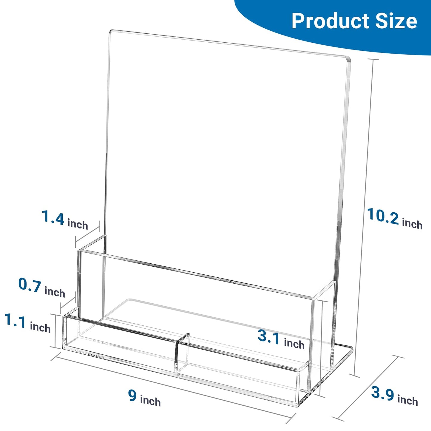 BEYGORM Acrylic Flyer Holder with Business Card Holder for 400 Flyers, 2 Pack Clear Stands for Display, Brochure Holder for Trade Show, Pamphlet, Magazine, Literature, Booklets