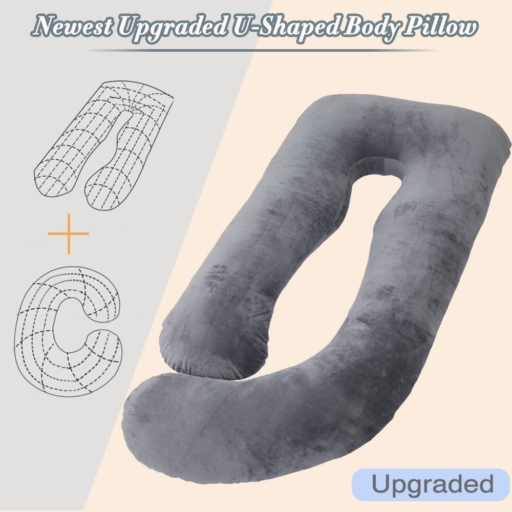 Regnancy Pillow for Sleeping, Extra Large U Shaped Body Pillow, Maternity Pillow for Pregnant Women (Dark Grey)