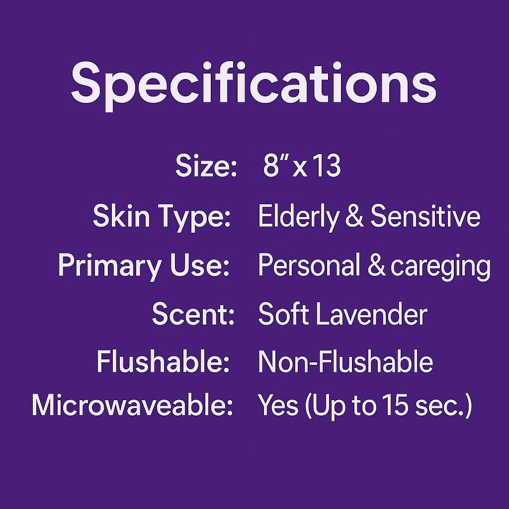 Adult Wipes Lavender Scented – Soft No-Rinse Incontinence Care Disposable Washcloths 8"x13" 720 Wipes