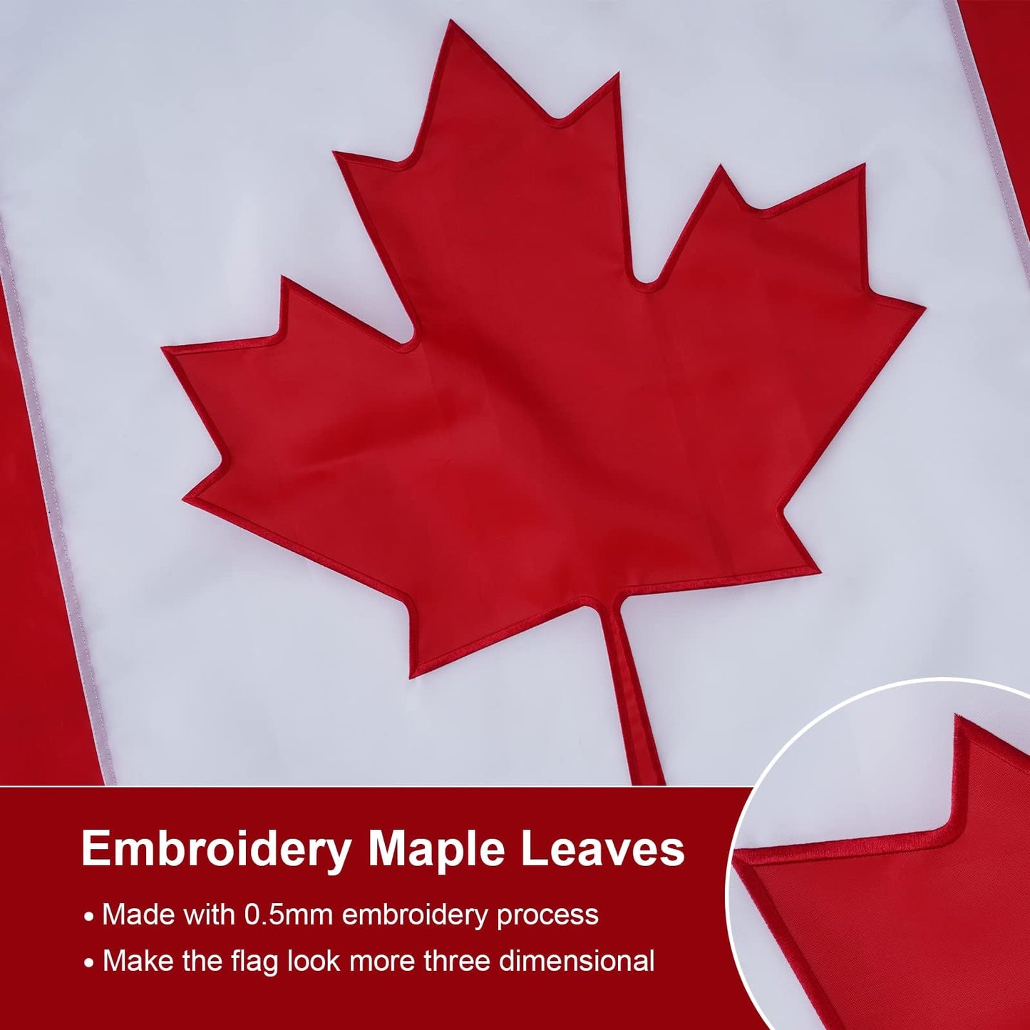 SYII Canada Flag 4x6 Ft Outdoor, Embroidered Canadian CAN Flags with 2 Brass Grommet and Sewn Stripes, Heavy Duty 210D Polyester