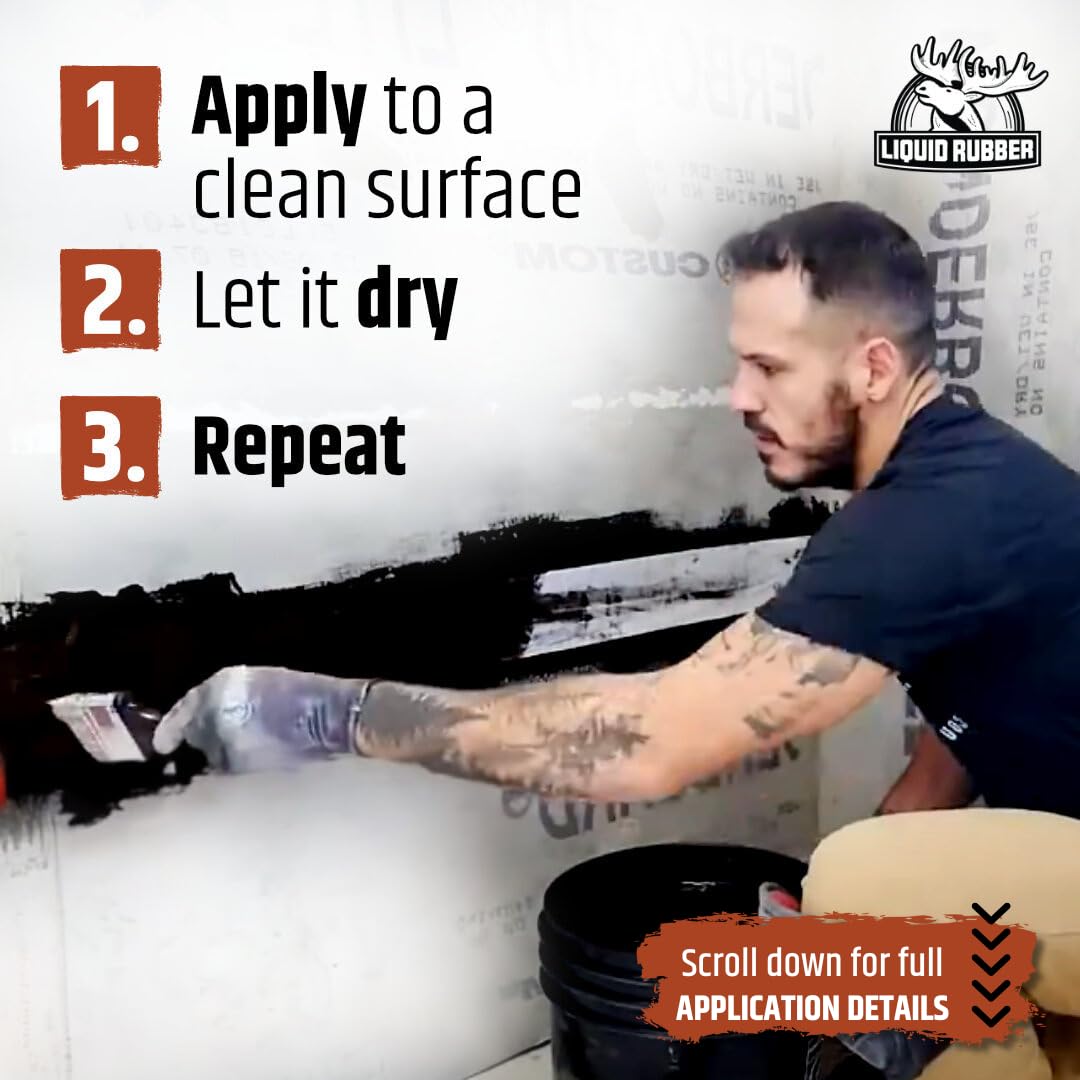 Liquid Rubber Basement and Foundation Repair Sealant - Waterproof Concrete Sealer & Crack Filler - Flexible Coating for Indoor & Outdoor Use - Waterproofing Paint - Black, 1 Gallon