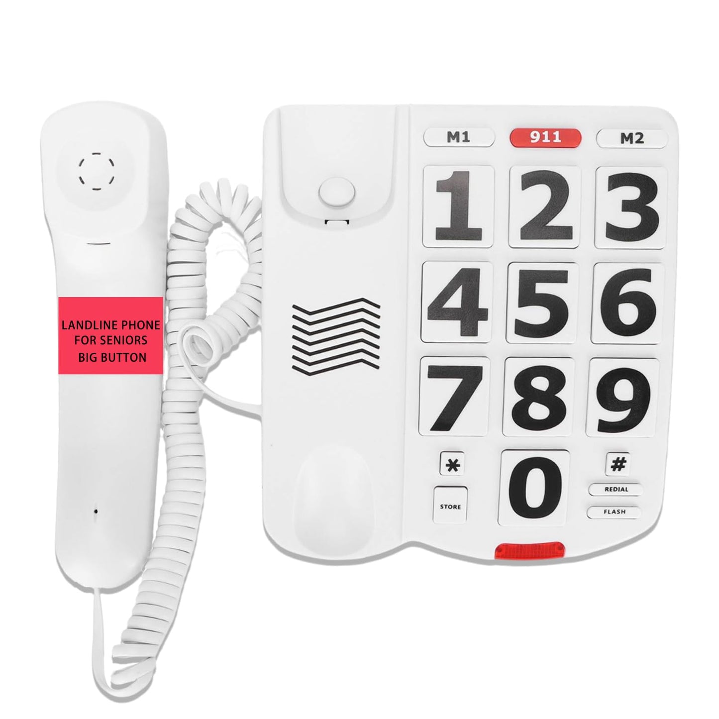 Corded Phone, Big Button Senior Landline Phones for Impaired Hearing and Vision, Ringer, Desktop Fixed Telephone for Home, Office