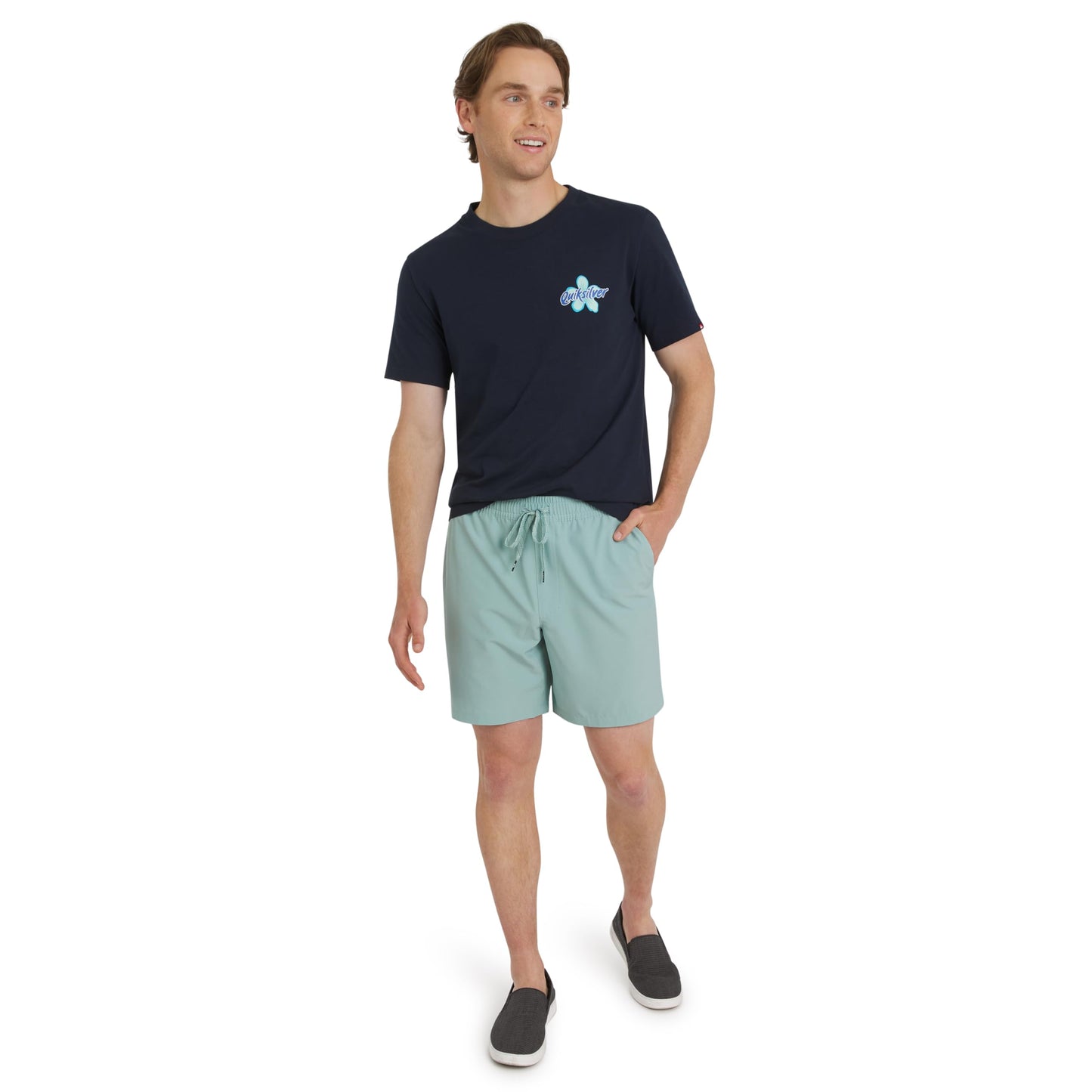 Quiksilver Men's Regular Fit Stretch Waist Water Friendly Active Hybrid Shorts (S-XXL), Jade Grey, Large