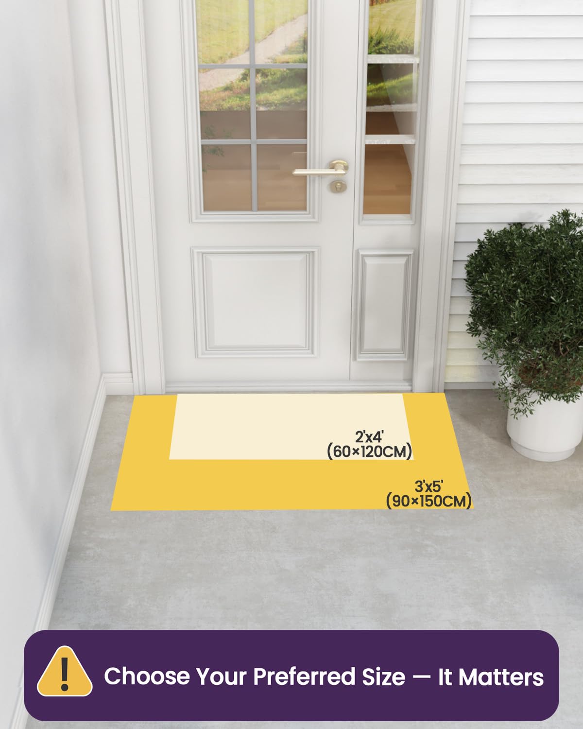 DEXI Door Mat Front Entrance, 2x4 Large Rubber Indoor Mats Waterproof Traps Dirt, Heavy Duty Non Slip Outdoor Entry Rug for Entryway Welcome, Black