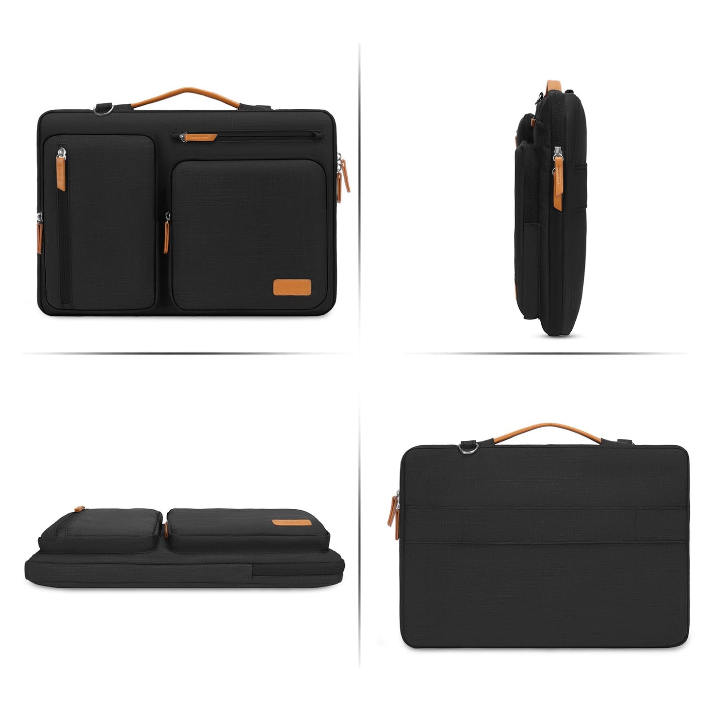 MOSISO 360 Protective Laptop Bag 16 inch, 15-15.6 inch Computer Shoulder Bag Compatible with MacBook Pro 16, HP, Dell, Lenovo, Asus, Side Open Messenger Case &4 Zipper Pockets&Handle, Black