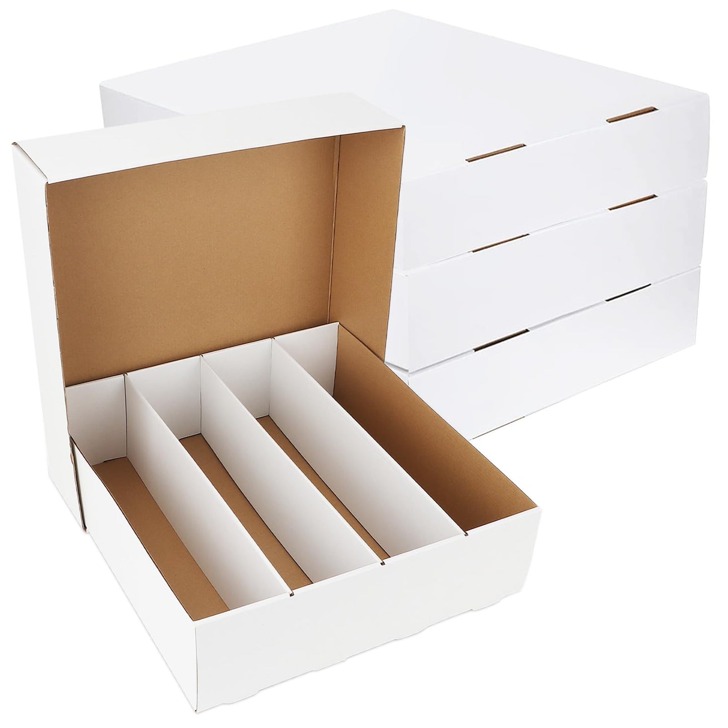 HIMOMO Trading Card Storage Box 3120 Count Collector Cards Box White Sports Card Storage Boxes Card Sorting Tray Cases Cards Collection Trading Cards Box for Soccer Basketball Cards(4 Set)