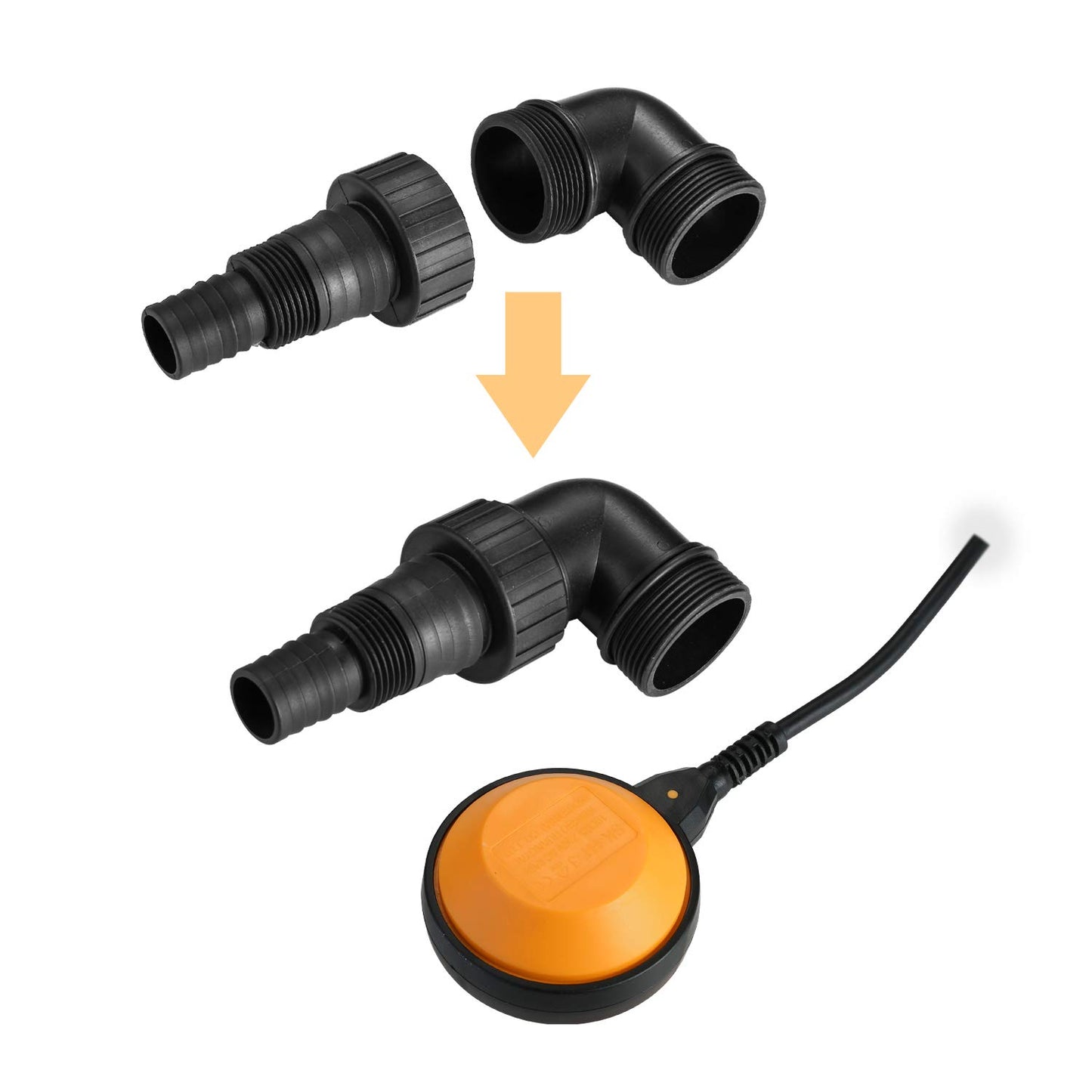DEKOPRO 1/2HP 400W Sump Pump 1981GPH Submersible Pump Water Pump Long 16ft Cable and Swimming Pool Garden Tub Pond Flood Drain w/Float Switch