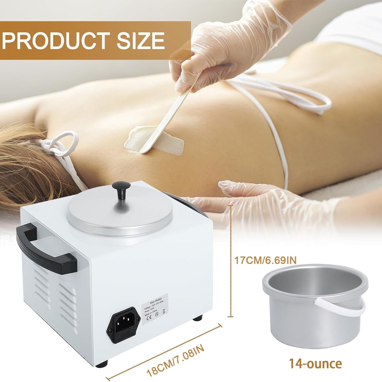 Electric Wax Warmer Machine for Body Hair Removal Hot SPA Aluminum Heater with Wooden Wax Sticks-Single Pot