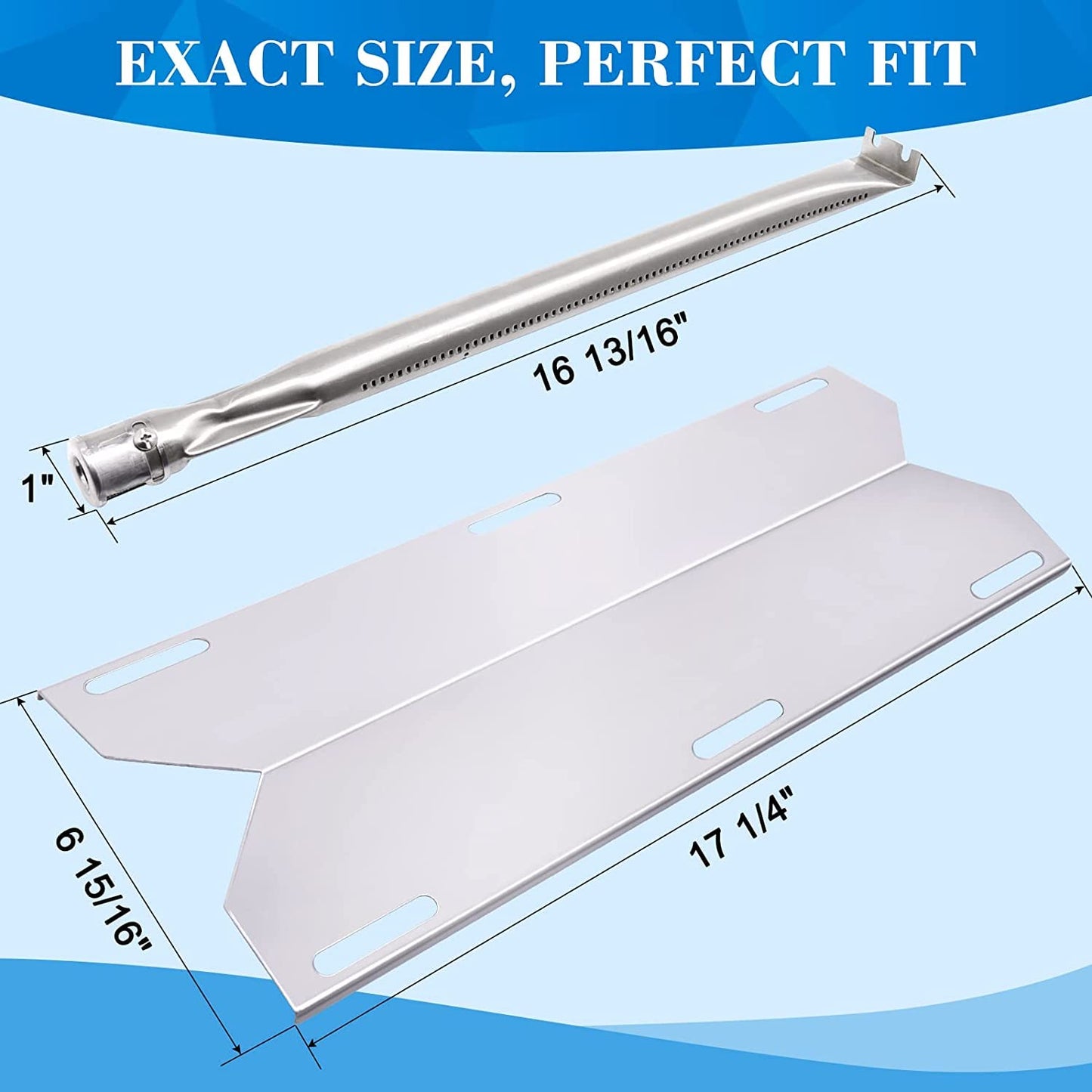 Criditpid BBQ Replacement Parts for Charmglow 720-0036-HD-05 720-0230, Nexgrill 720-0025 720-0083-04R, Sterling Forge 720-0016, Stainless Steel Burner Tube, Heat Plate Tent Shields.