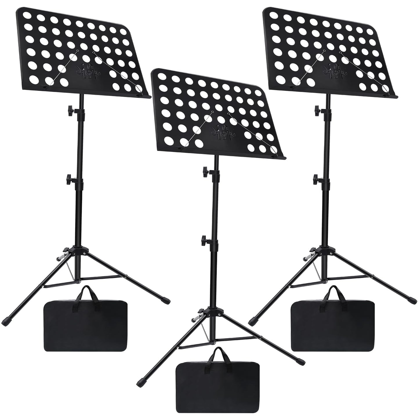 Sheet Music Stand, 3 Pack Adjustable Music Stand with Carrying Bag, Professional Music Book Holder Music Sheet Clip Holder for Guitar, Ukulele, Violin Players(Standard Version, 3 Pack)