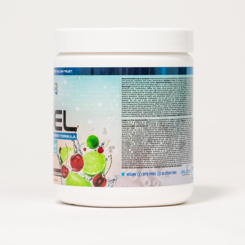 Believe Supplements Pre Fuel - Ultimate All-in-One Pre-Workout with 200mg Caffeine, Laser Focus, Muscle Fullness - Boost Energy, Endurance, and Performance - Gym and Fitness Enhancement - Alpha-GPC, Creatine, Beta-Alanine (Cherry Lime)