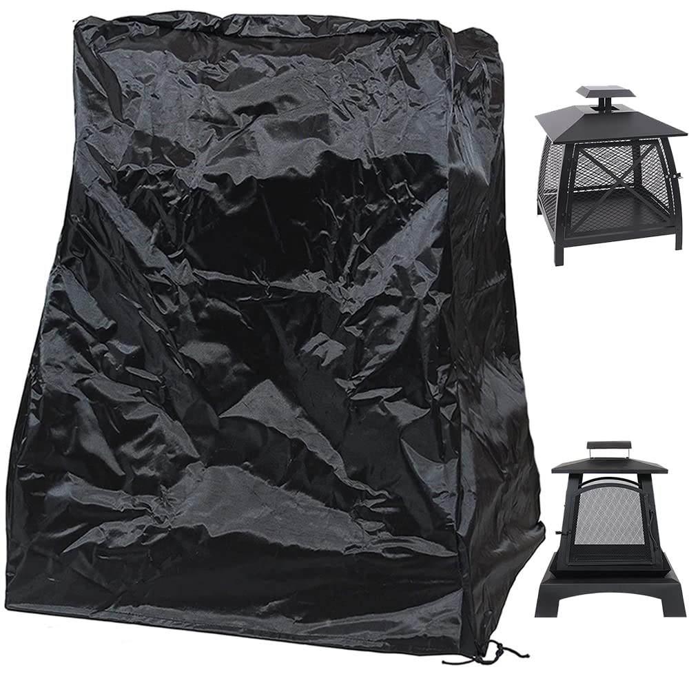 Outdoor Patio Fireplace Cover UCARE Waterproof 420D Oxford Square Hexagon Pagoda Fire Pit Fireplace Dust Covers with Drawstring