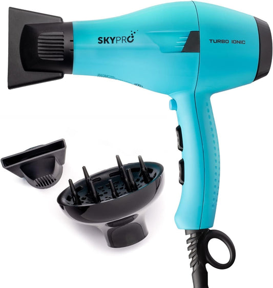 Professional Series Salon Hair Dryer with Diffuser by SKYPRO | Ionic Blow Dryer for Women |Small, Quiet, Lightweight, Compact | 1875 Watts Fast Salon-Grade Drying Power with Anti-Frizz Ionic Generator