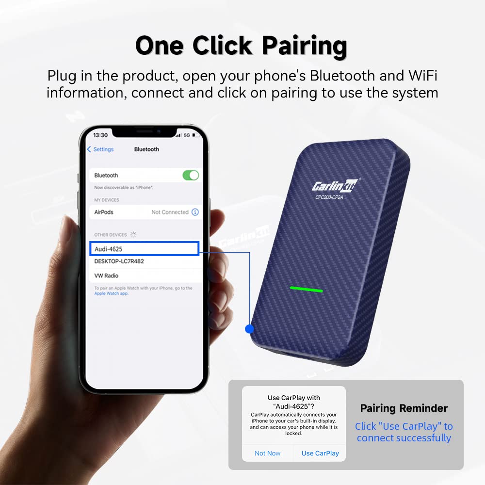 CarlinKit 4.0 Wireless Android Auto & Carplay Adapter, only for The OEM Wired Carplay Car, Achieve The Wireless Life, Plug & Play, Support Online Upgrade