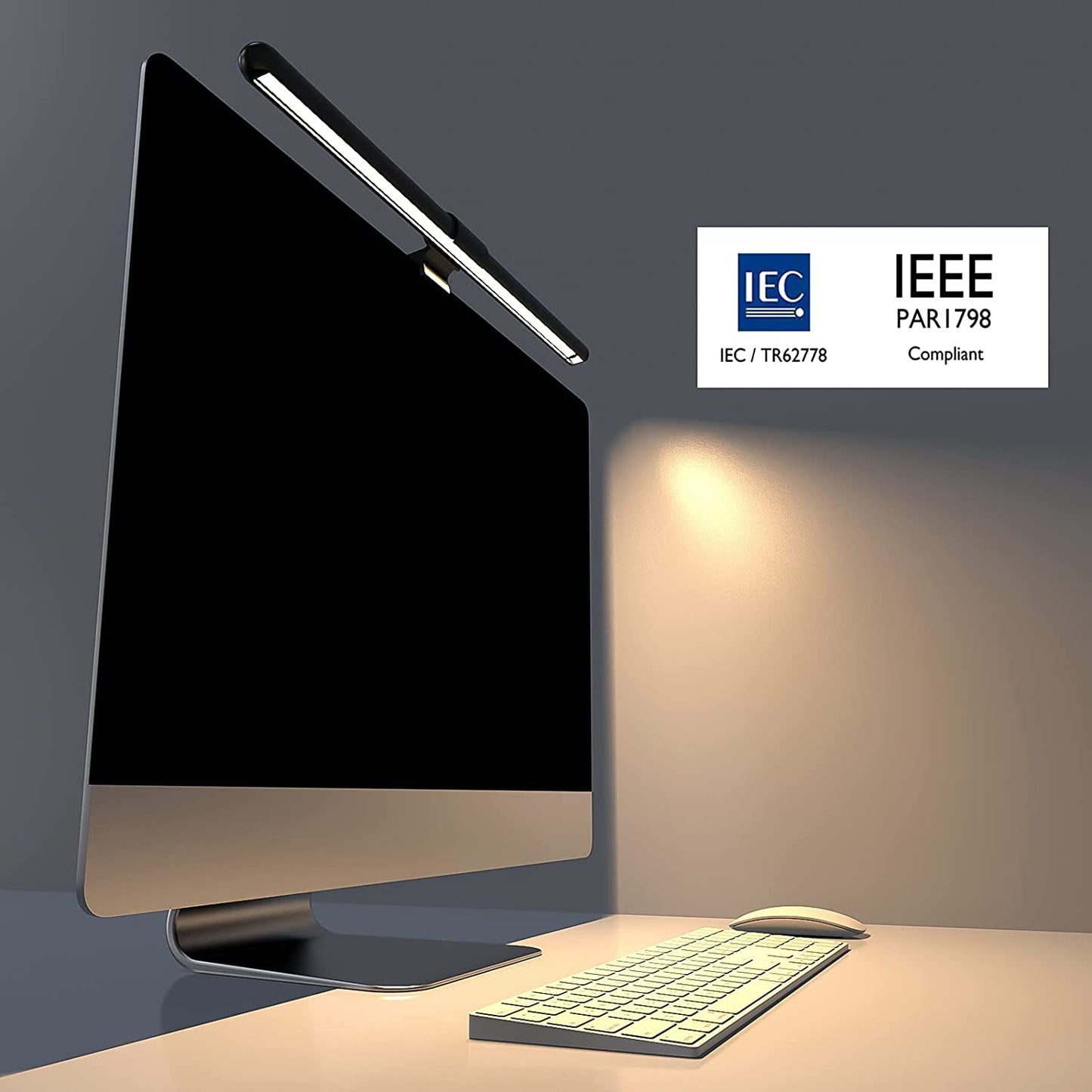 Quntis Computer Monitor Light 20.5'', USB-Powered Monitor Lamp Screen Light Bar with No Glare for iMac(22~29''), Auto-Dimming &Brightness Compute Desk Lamp for Designer Software Programmer