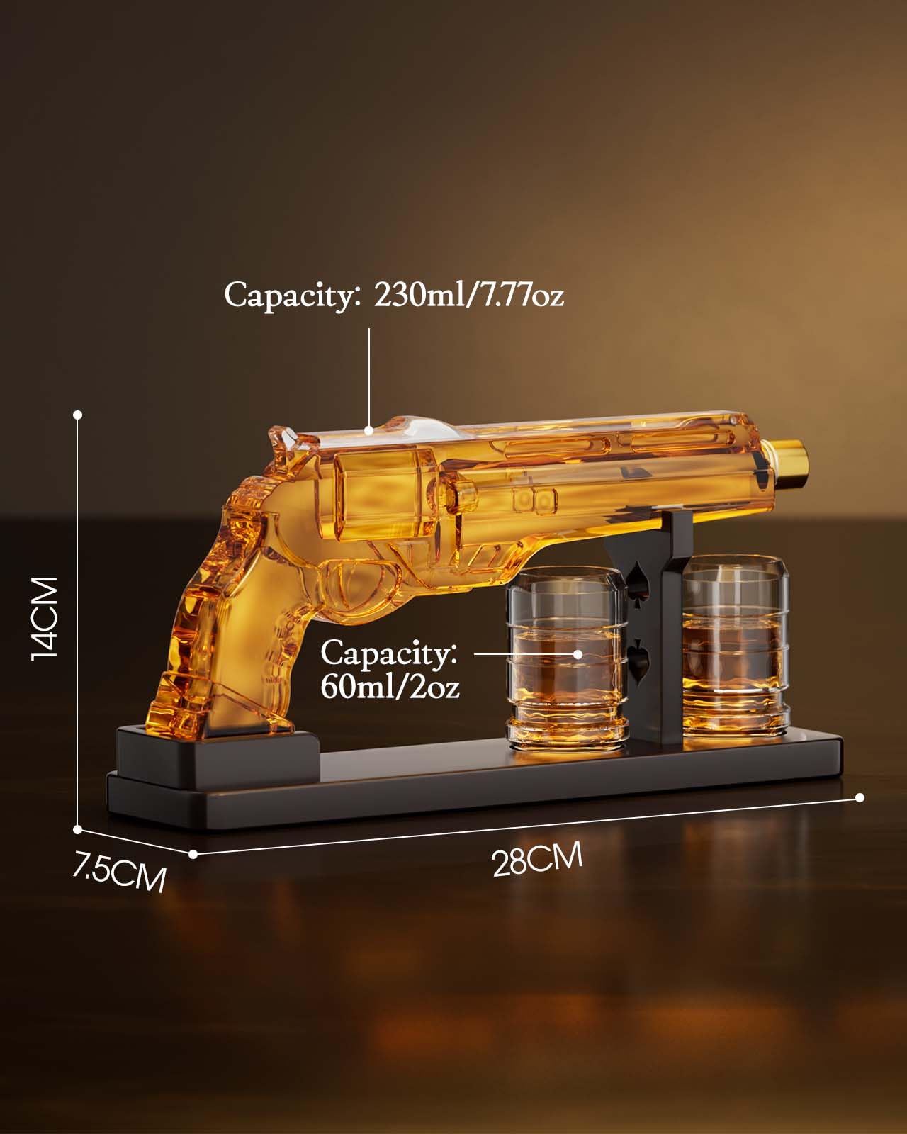 Gun Whiskey Decanter Sets for Men, Kollea Liquor Decanter Set with Shot Glass, Handcrafted Birthday Gifts for Men Dad Brother, Cool Anniversary Set Gift for Him Husband, for Home Bar Drinking Party