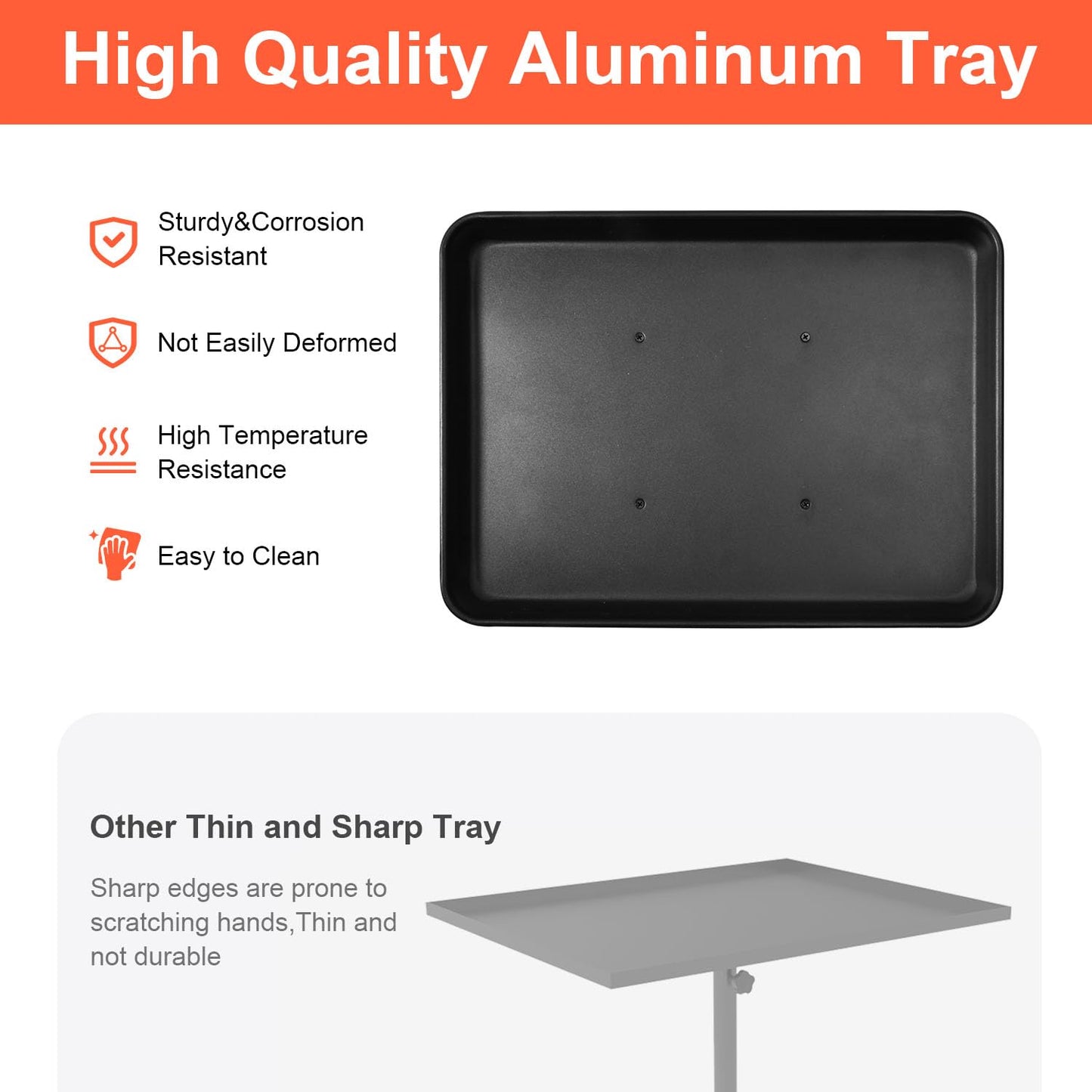 Salon Cart on Wheels, Aluminum Tattoo Tray With Storage Platform, Adjustable Height Service Rolling Cart, Accessory for Salon Spa Dental Use