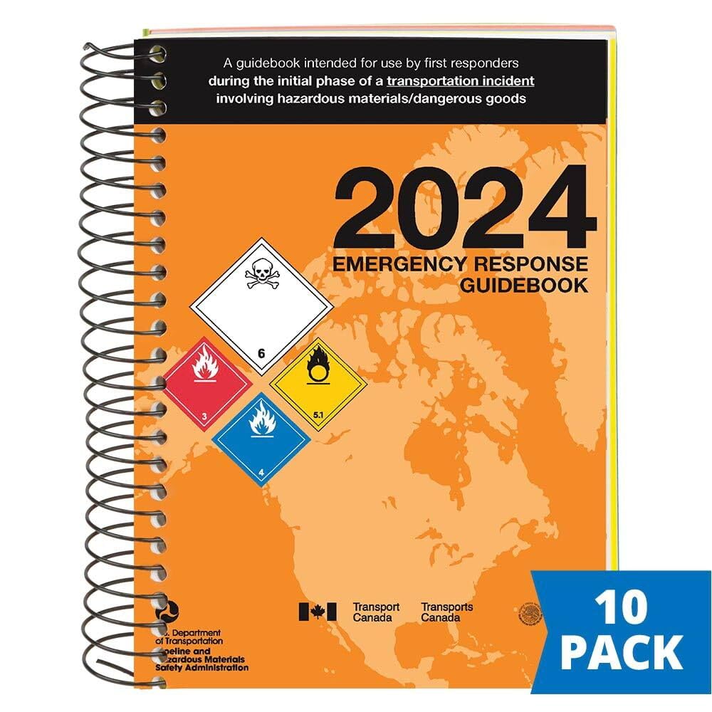2024 Emergency Response Guidebook (ERG), Spiral Bound, 4” x 5.5” Pocket Size, 10-Pack, English, J. J. Keller & Associates, Inc.